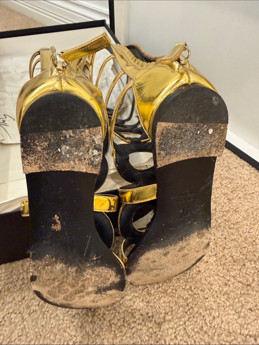 Giuseppe Zanotti Dubai Exclusive Gold Mirror Gladiator Runway Boots 37 - Picture 13 of 15